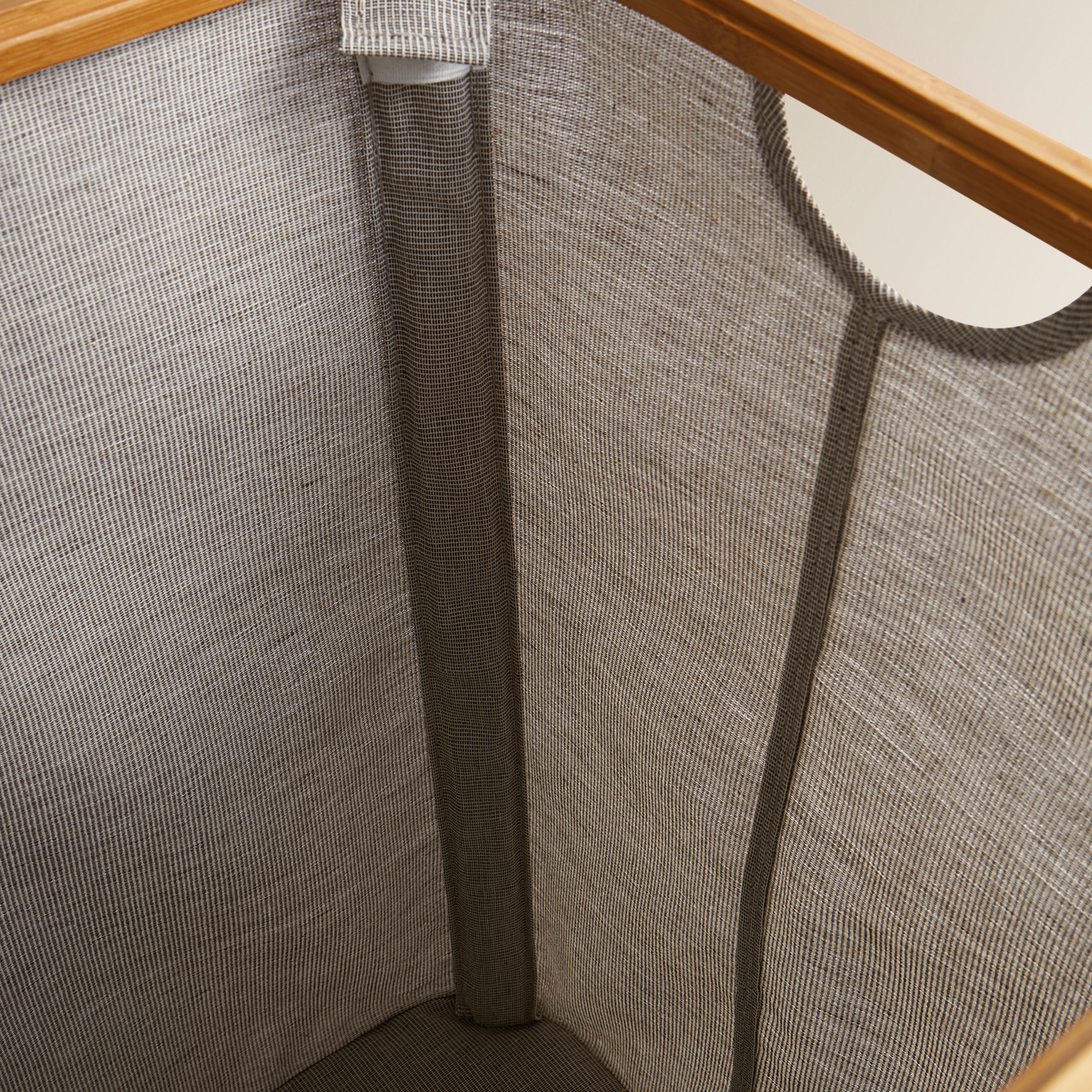 Cesto de Roupa Duplo Tecido + Bambu Room Cinzento-4