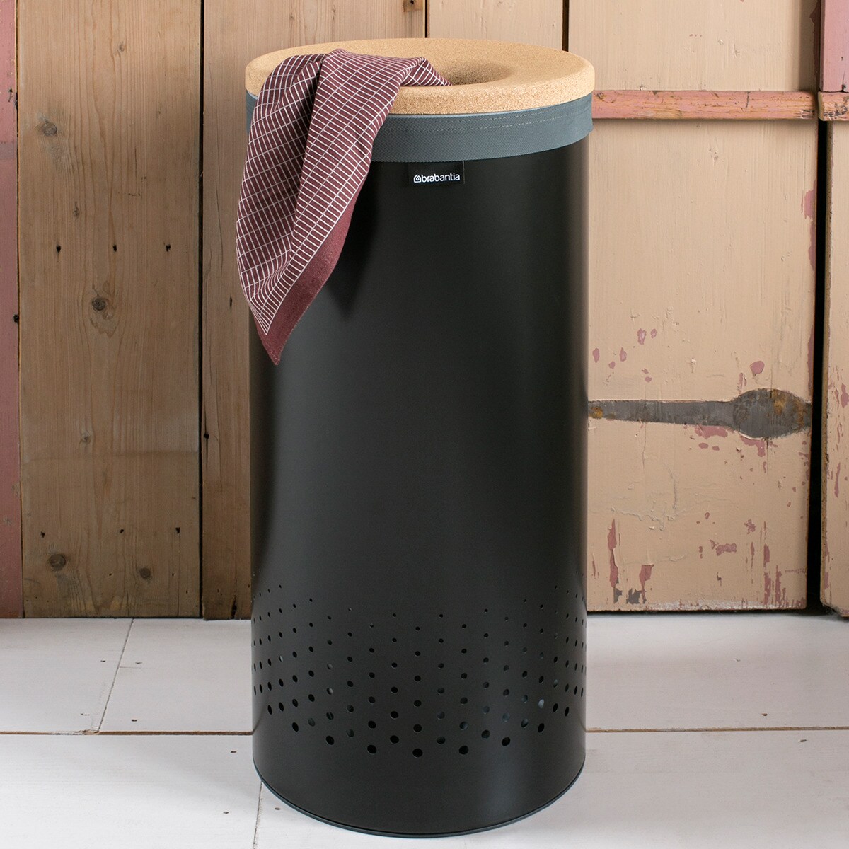 Cesta da roupa de 35 l com tampa de cortiça Linn Brabantia Preto-5