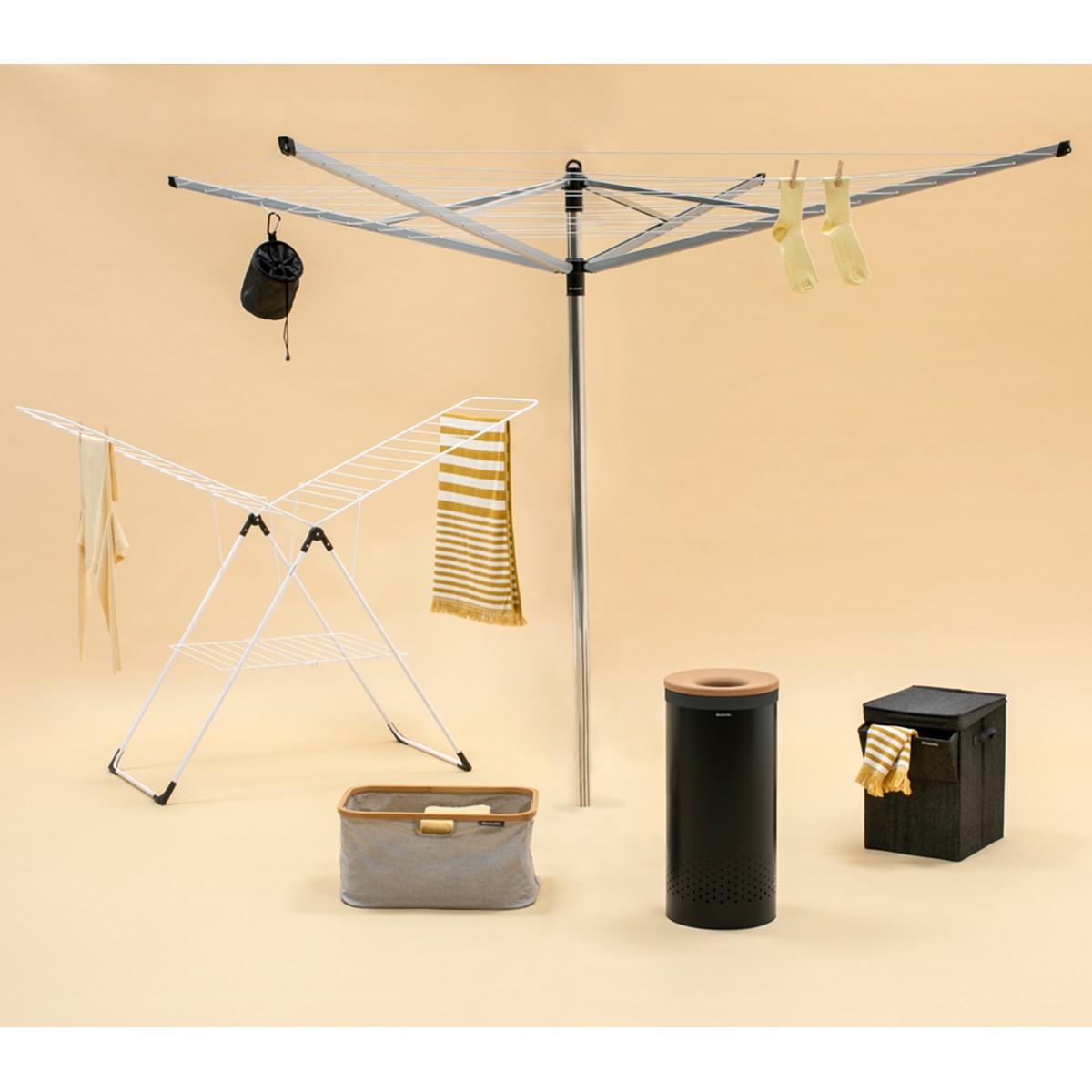 Cesta de roupa desdobrável Linn Brabantia Cinzento-9