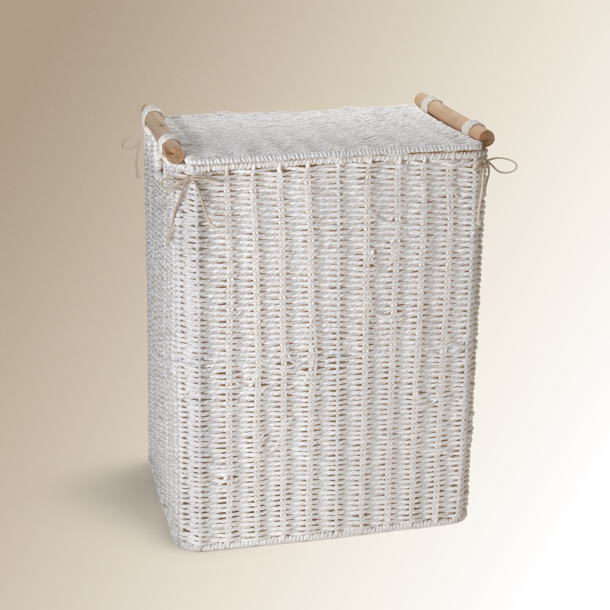 Cesto de roupa de corda de papel Branco-1