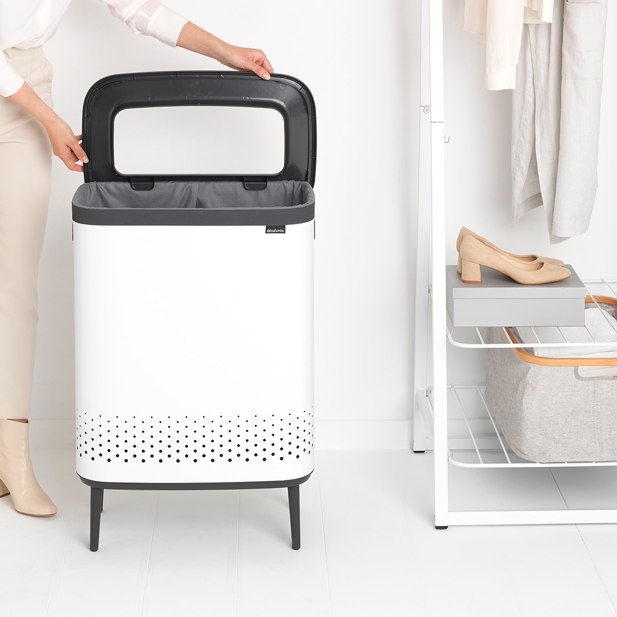 Imagen 8 de Cesto de ropa 2x45L Bo Hi Brabantia - Blanco Blanco