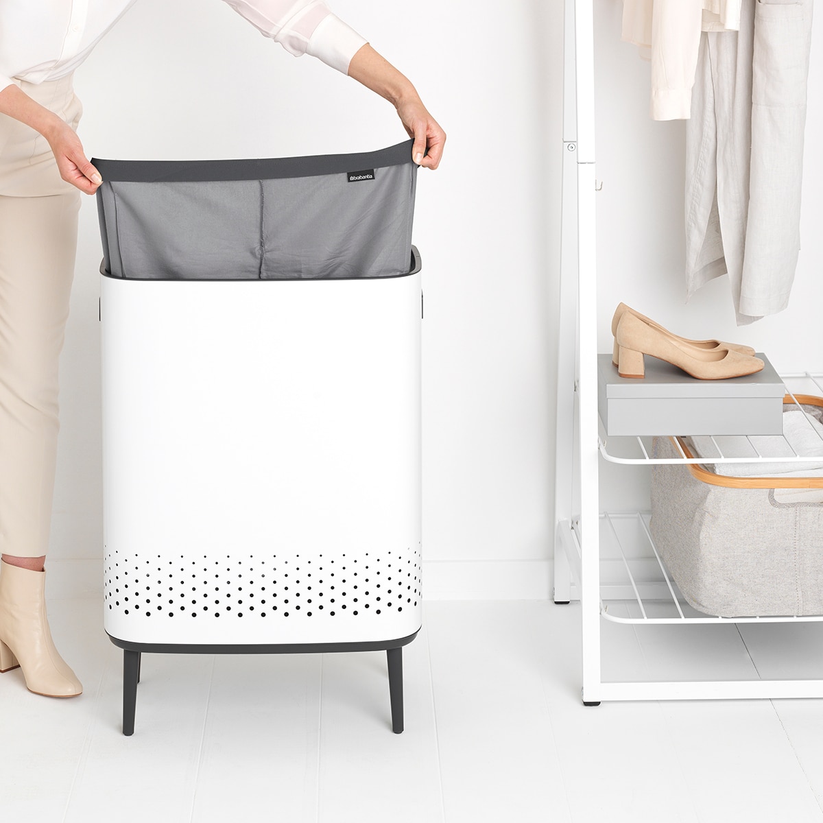 Imagen 9 de Cesto de ropa 2x45L Bo Hi Brabantia - Blanco Blanco