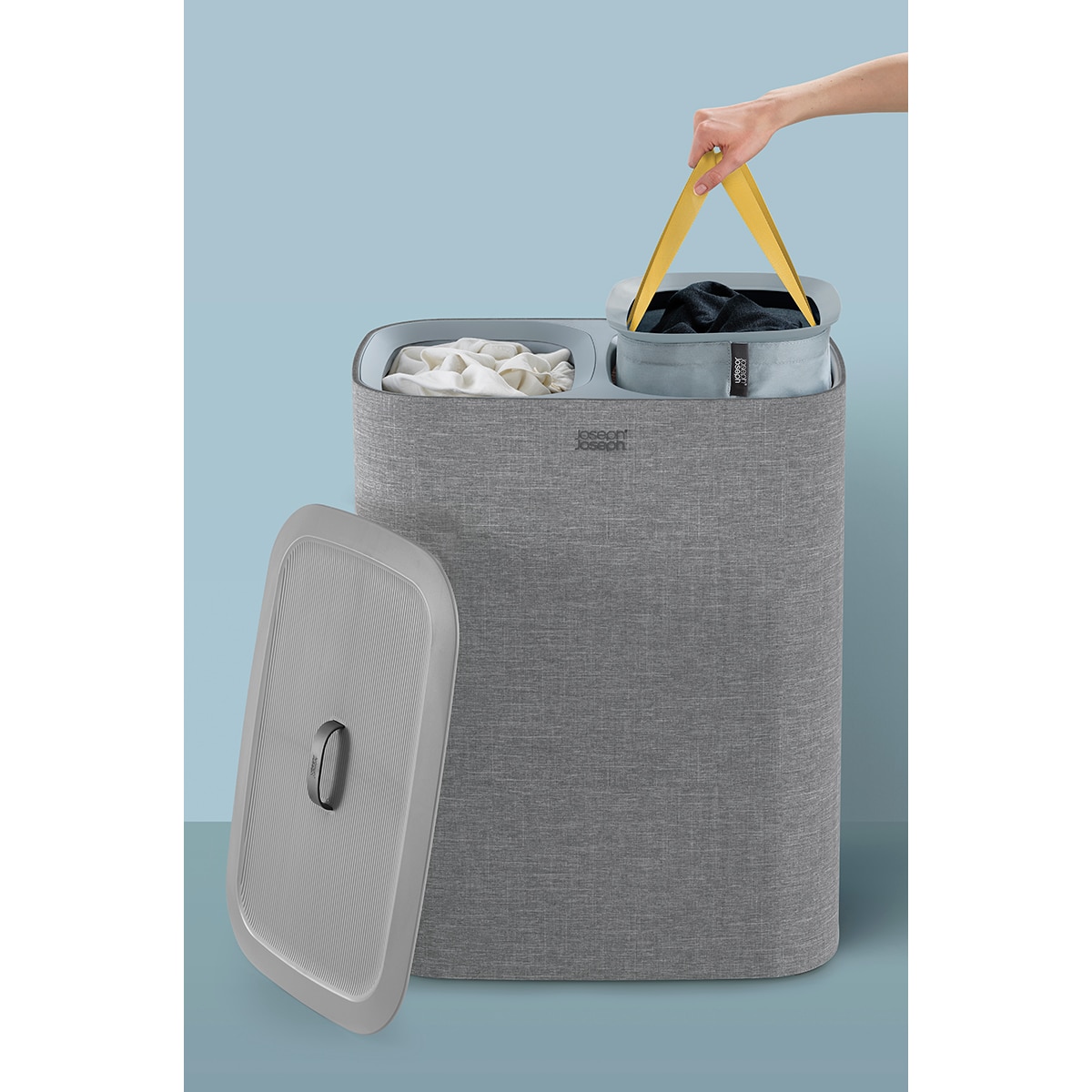Imagen 6 de Cesto de ropa con separador Total Joseph Joseph - Gris 90 litros Gris