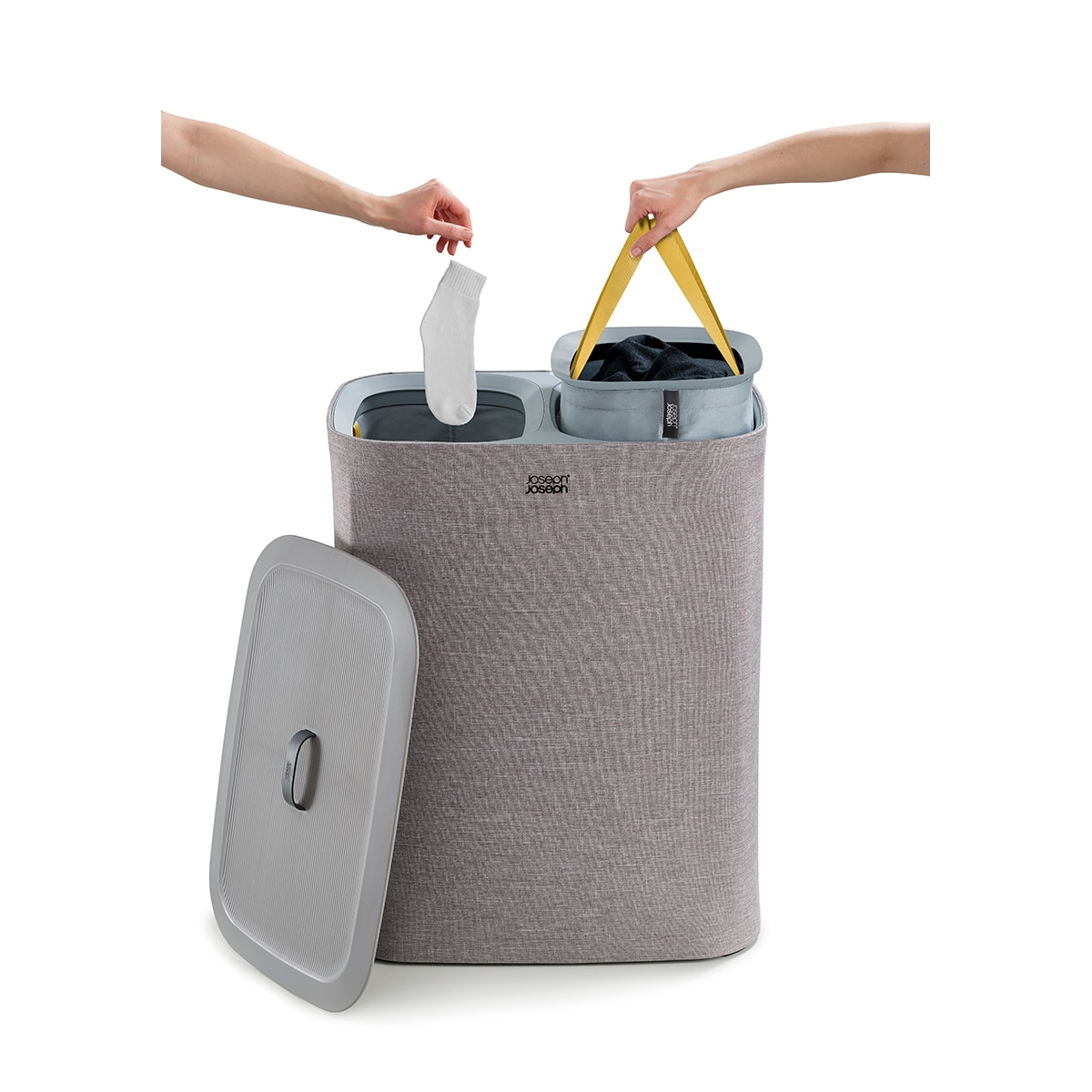 Imagen 7 de Cesto de ropa con separador Total Joseph Joseph - Gris 90 litros Gris
