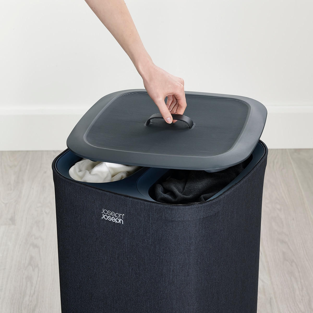 Cesto de Roupa com Separador Total Preto-4