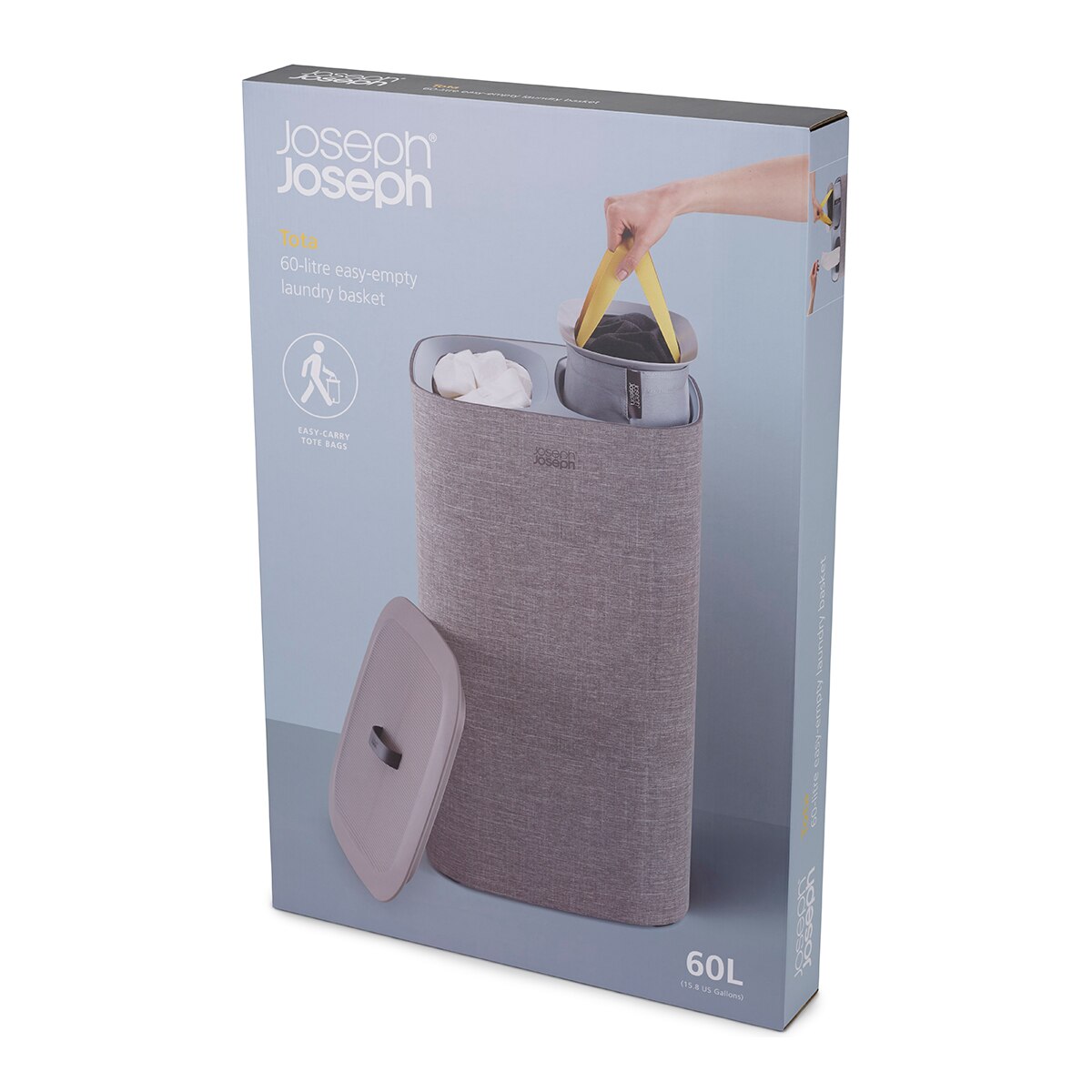 Cesto de Roupa com Separador Total Cinzento-22