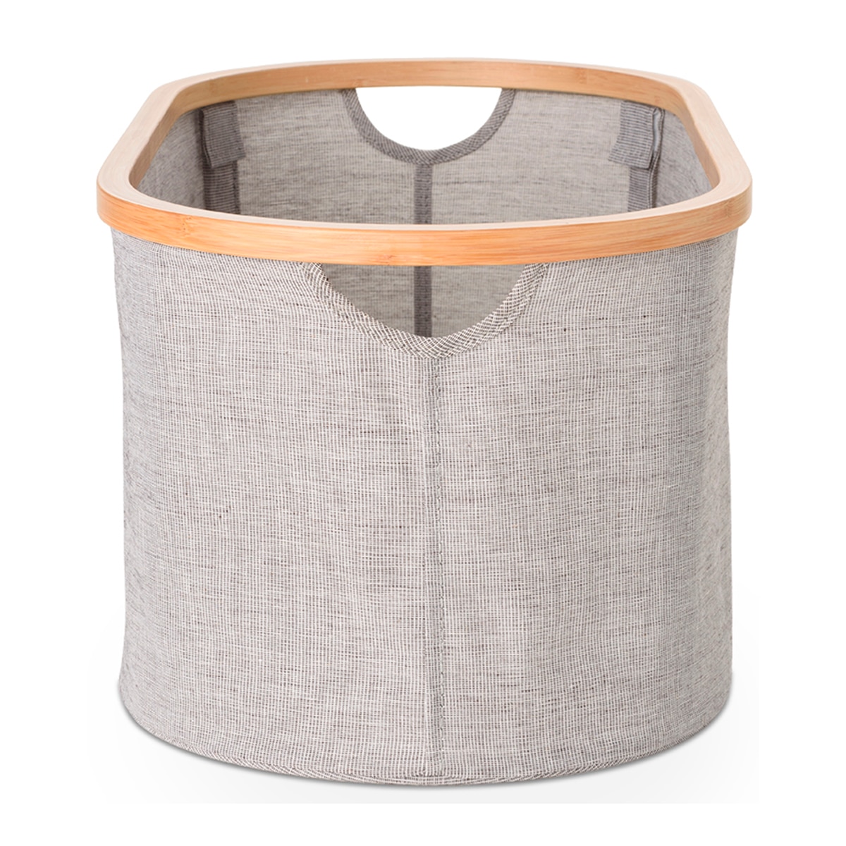 Cesto Dobrável Tecido + Bambu Room Cinzento-3