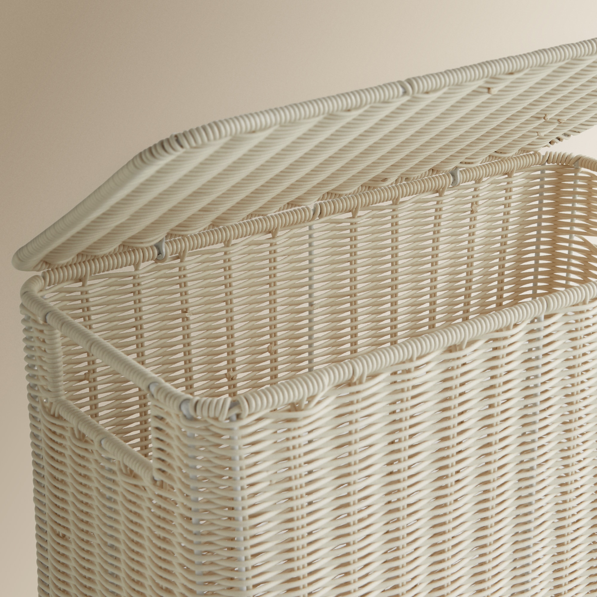 Cesto de Roupa Retangular Poli-rotim Branco-3