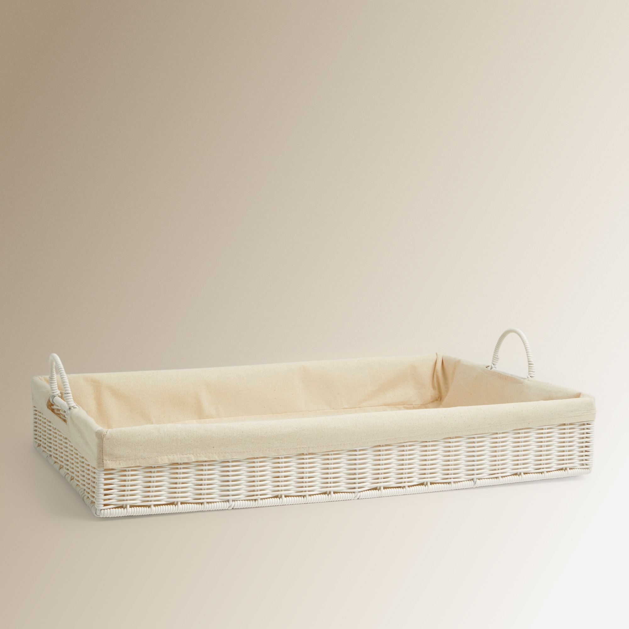 Cesto de Ferro de Engomar em Poli-Rotim Branco-1