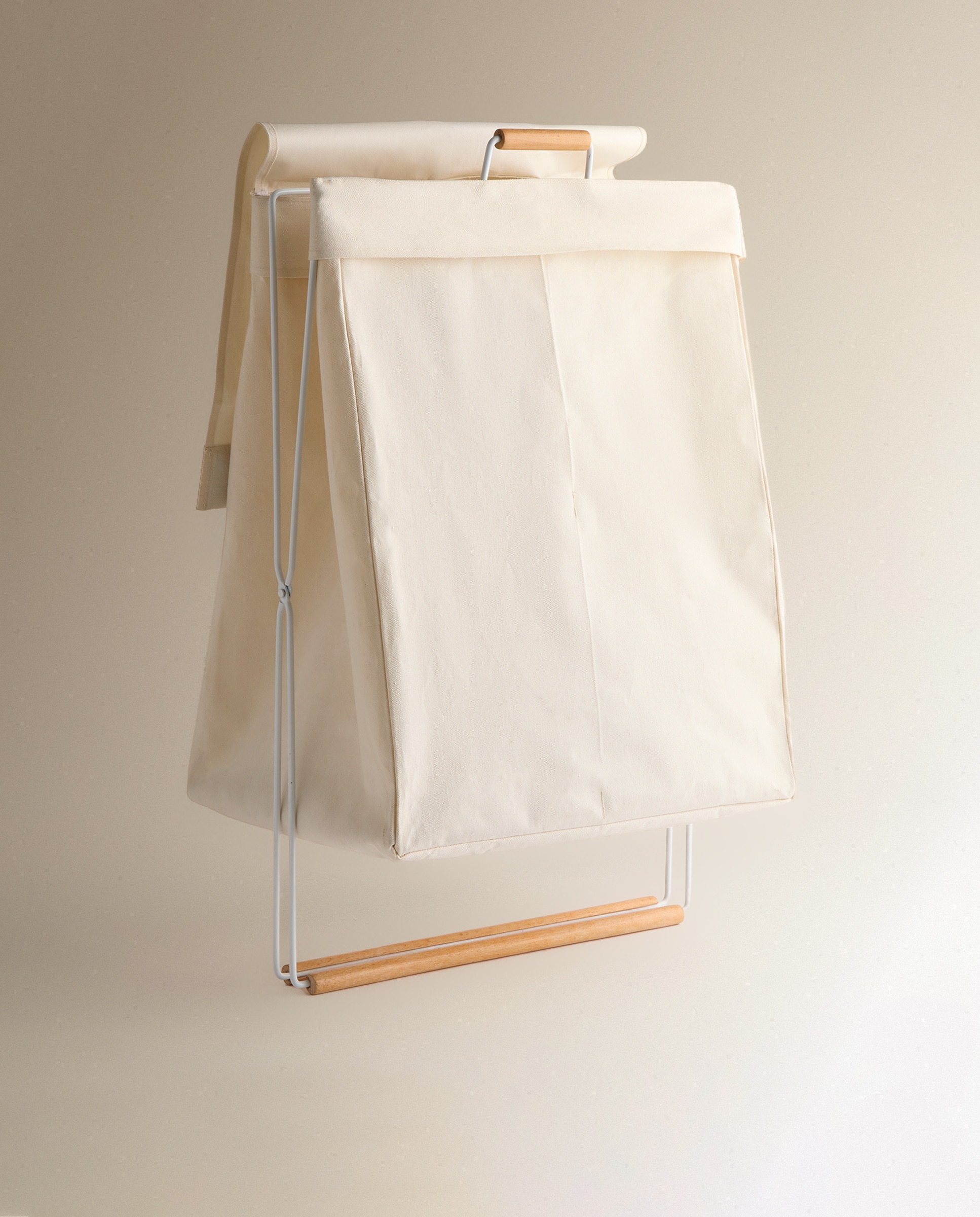Cesto de Roupa Dobrável Duplo Retor Cru-4