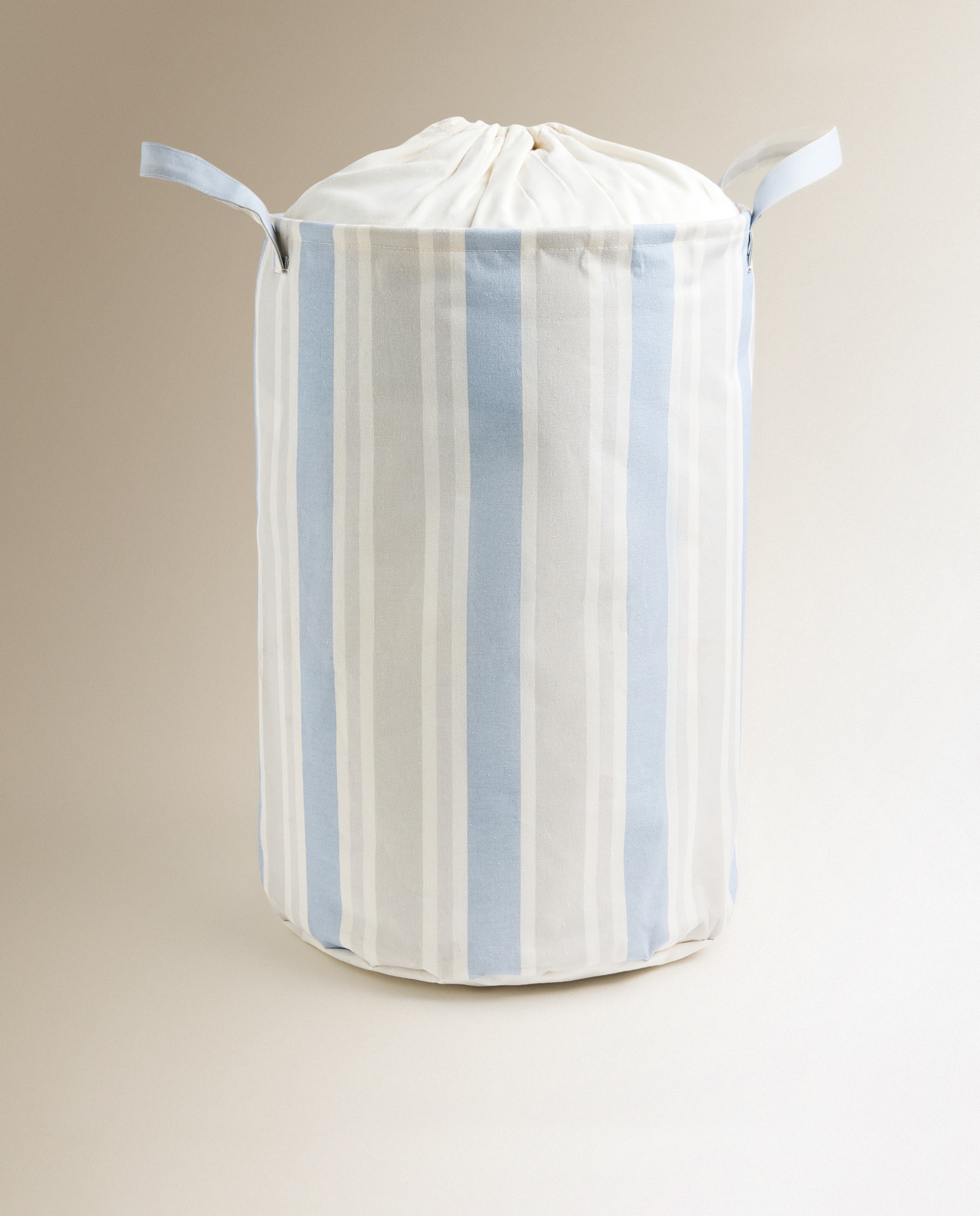Cesto de Roupa Riscas Hamper de Lona Azul-claro-1