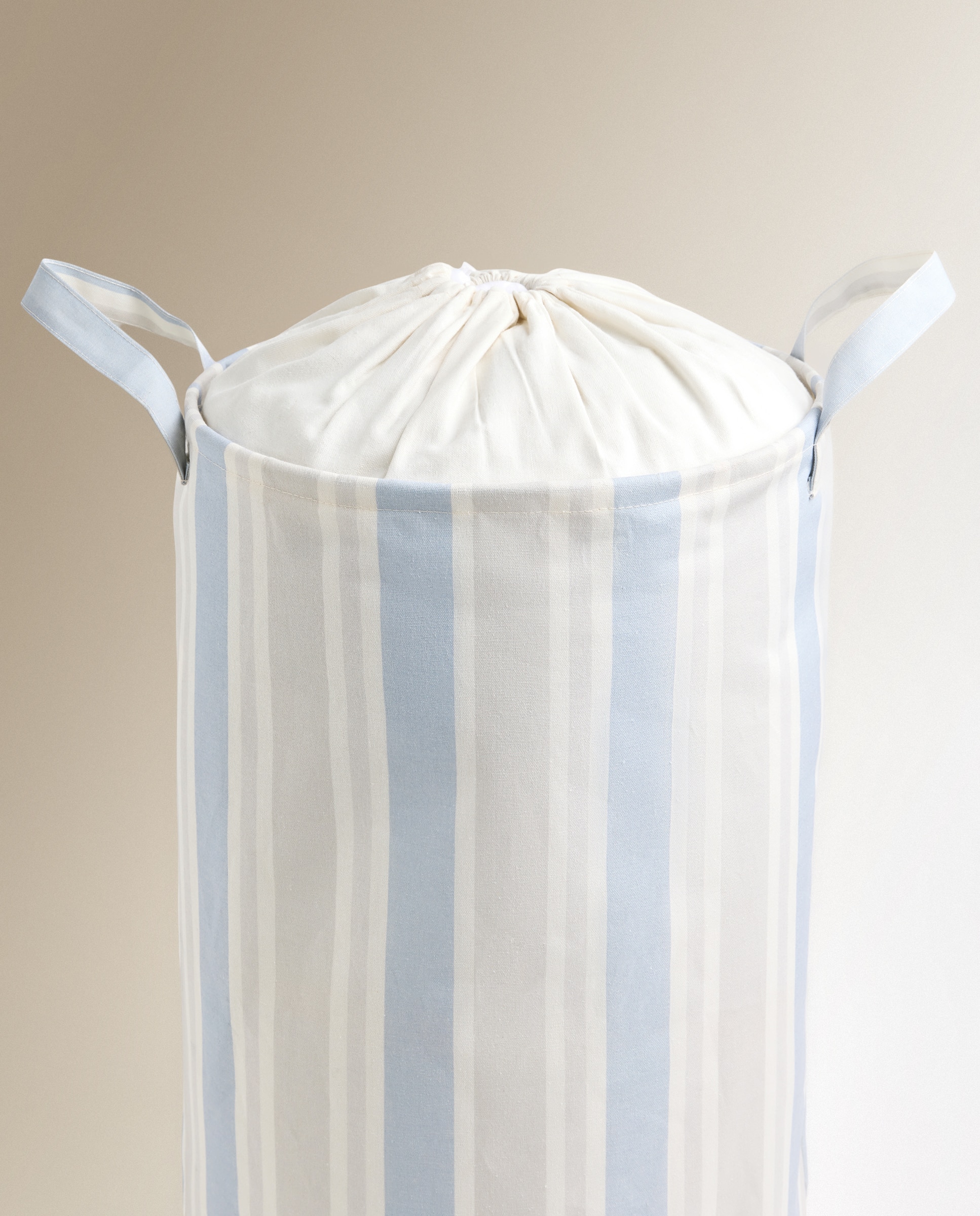 Cesto de Roupa Riscas Hamper de Lona Azul-claro-2