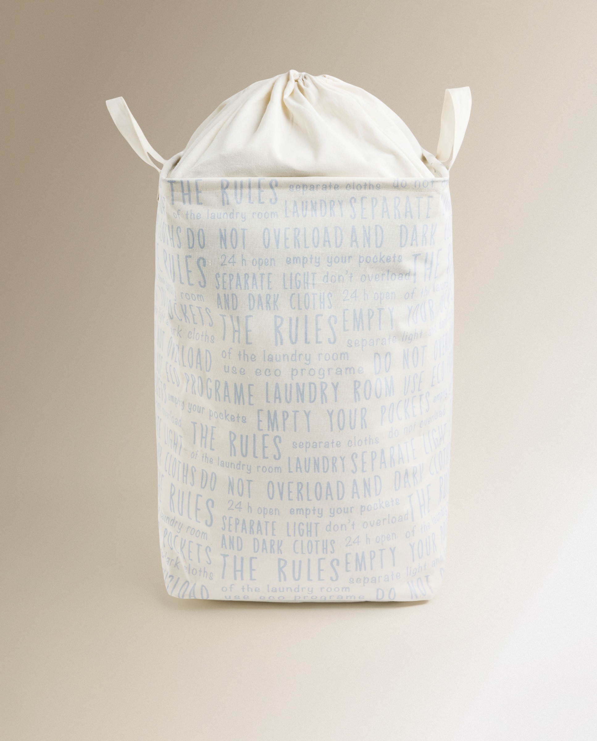 Cesto de Roupa Letras Hamper de Lona Azul-claro-1