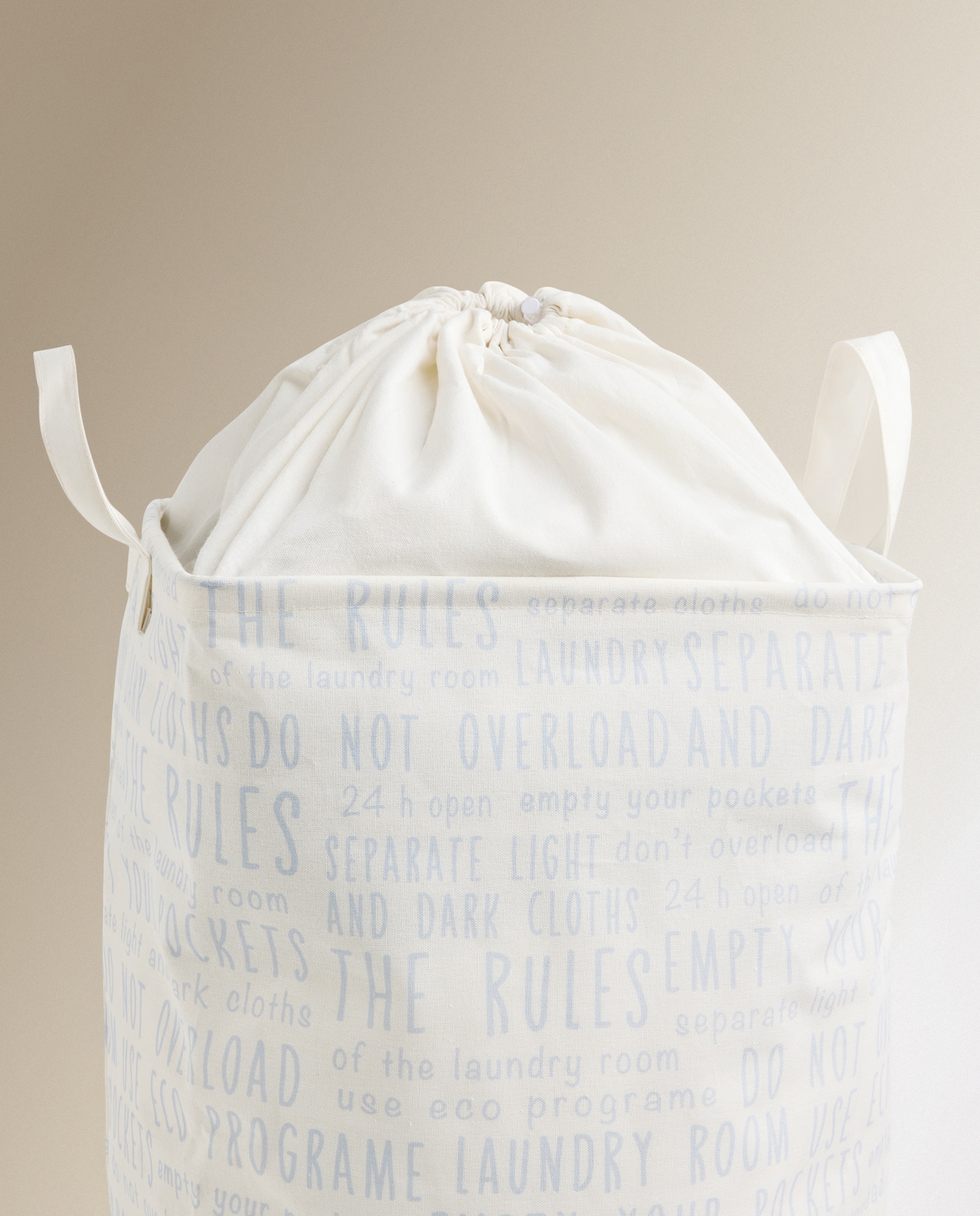 Cesto de Roupa Letras Hamper de Lona Azul-claro-2