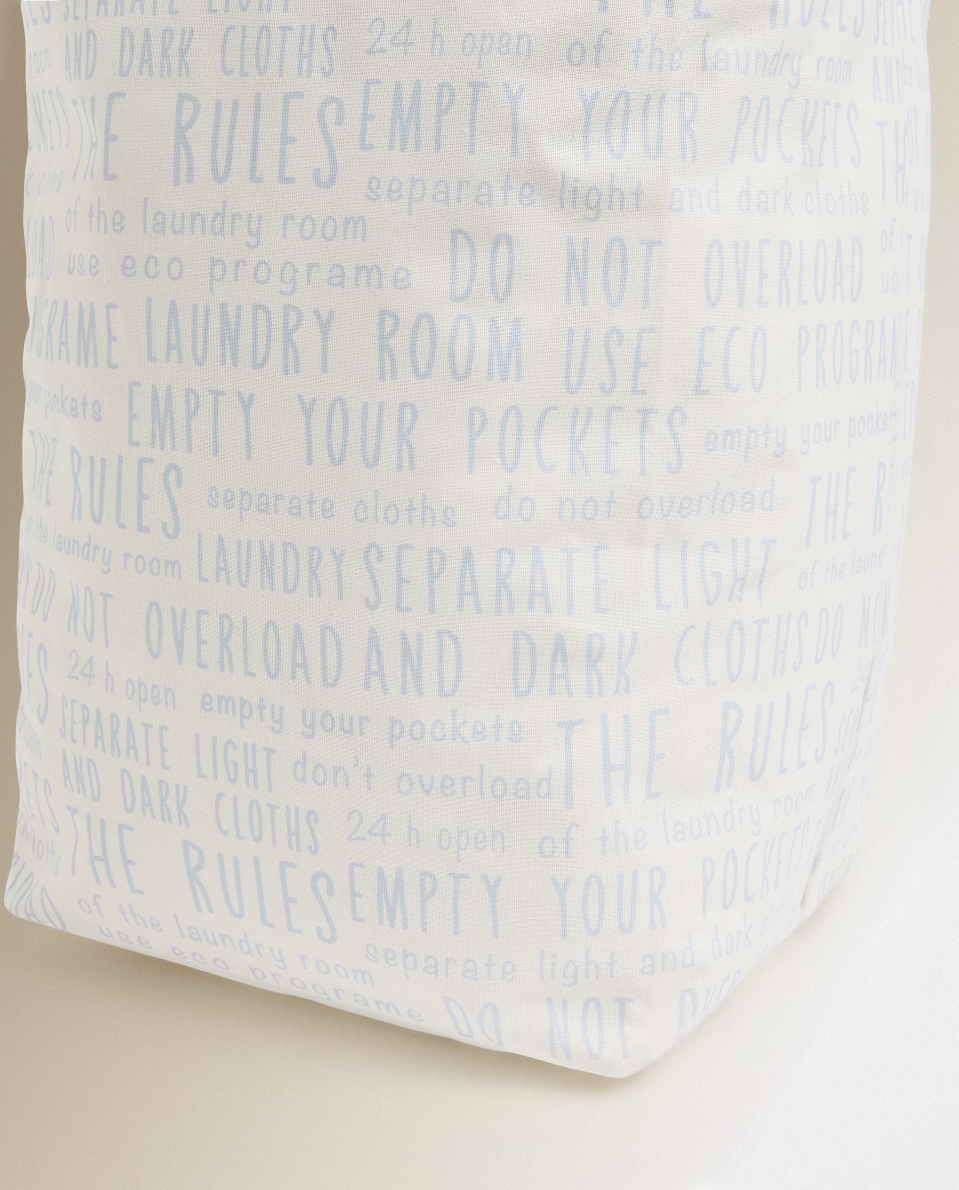 Cesto de Roupa Letras Hamper de Lona Azul-claro-3