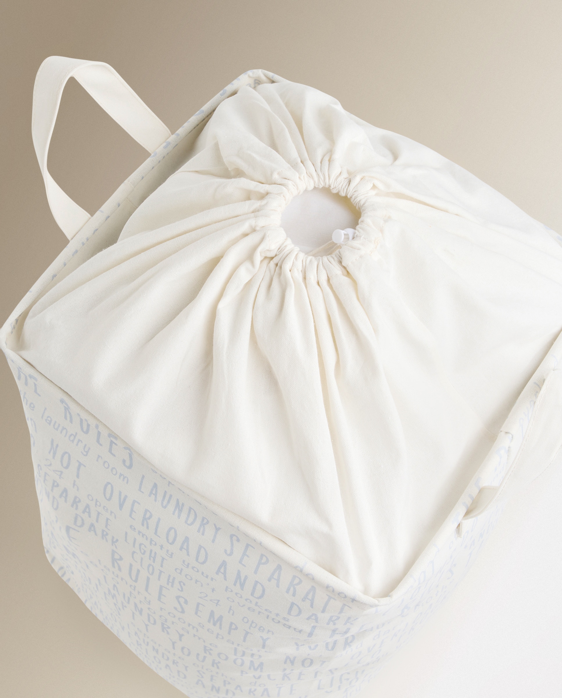 Cesto de Roupa Letras Hamper de Lona Azul-claro-4