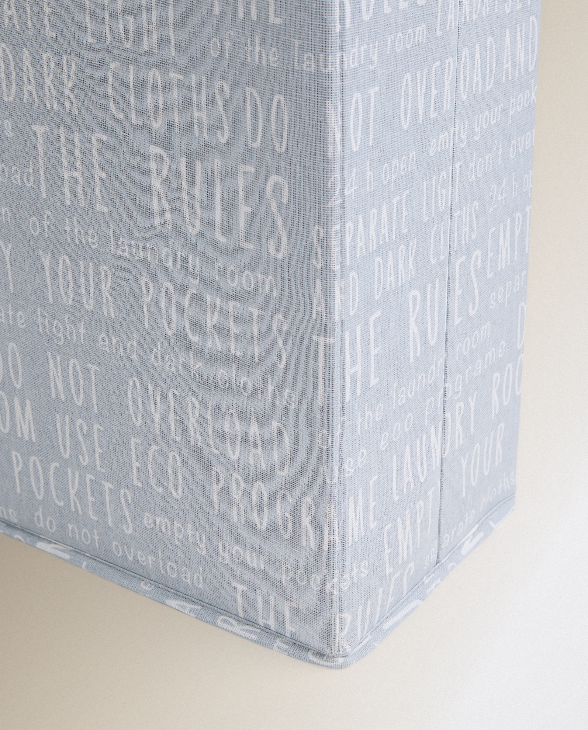 Cesto de Roupa Dobrável Slim Letras Textur Azul-claro-3