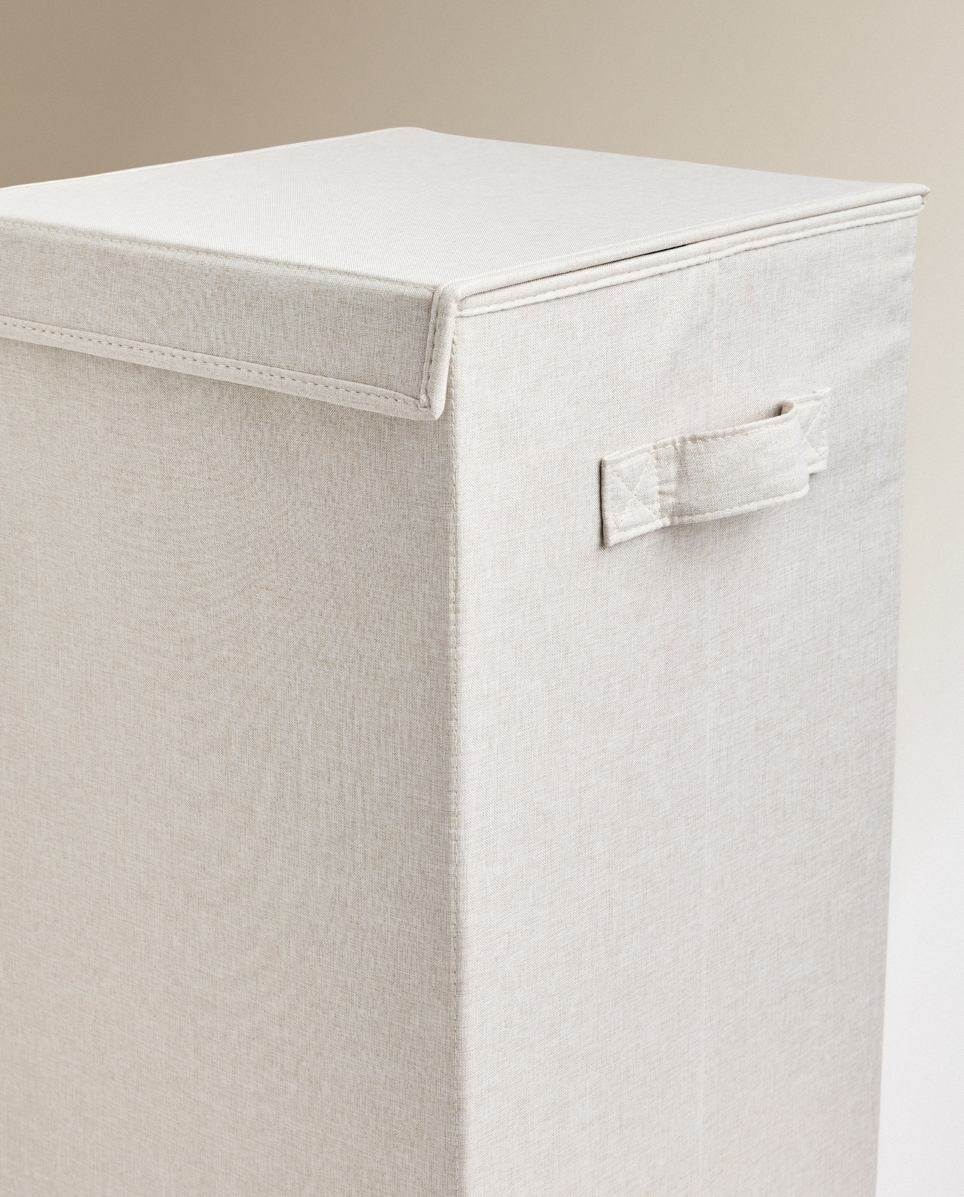 Cesto de Roupa Dobrável Liso Textur Bege-2