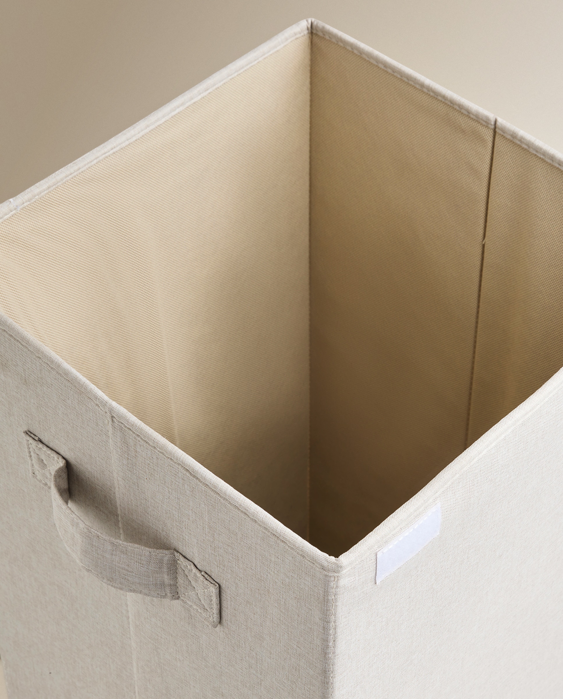 Cesto de Roupa Dobrável Liso Textur Bege-4