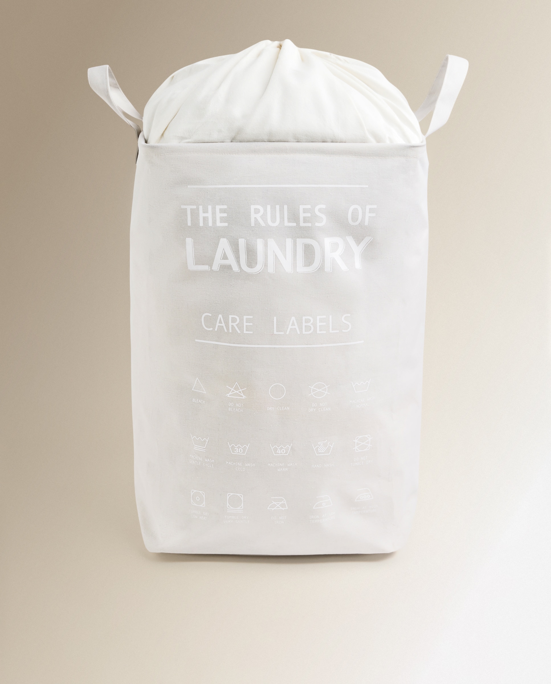 Cesto de Roupa Laundry de Lona Bege-1