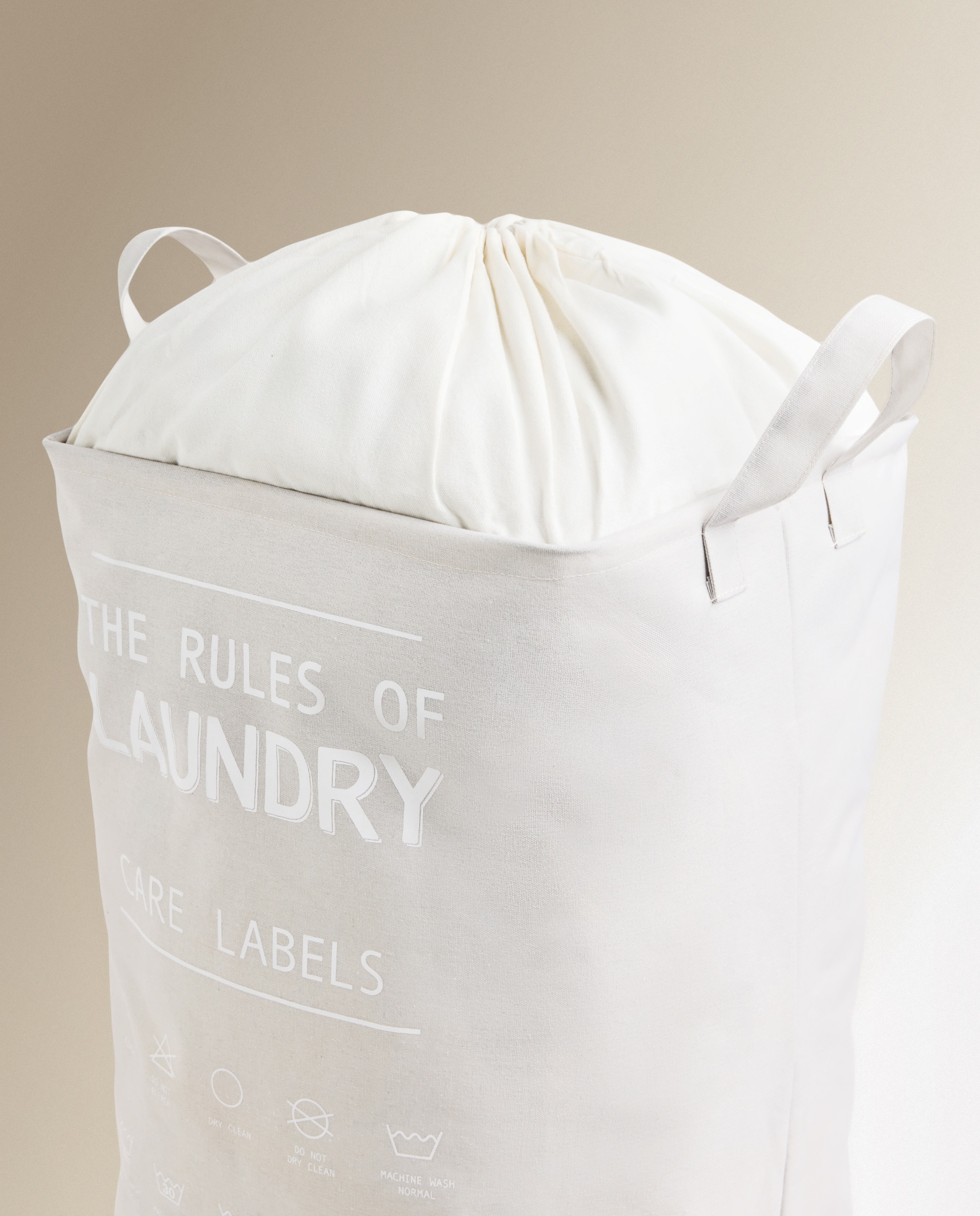 Cesto de Roupa Laundry de Lona Bege-2