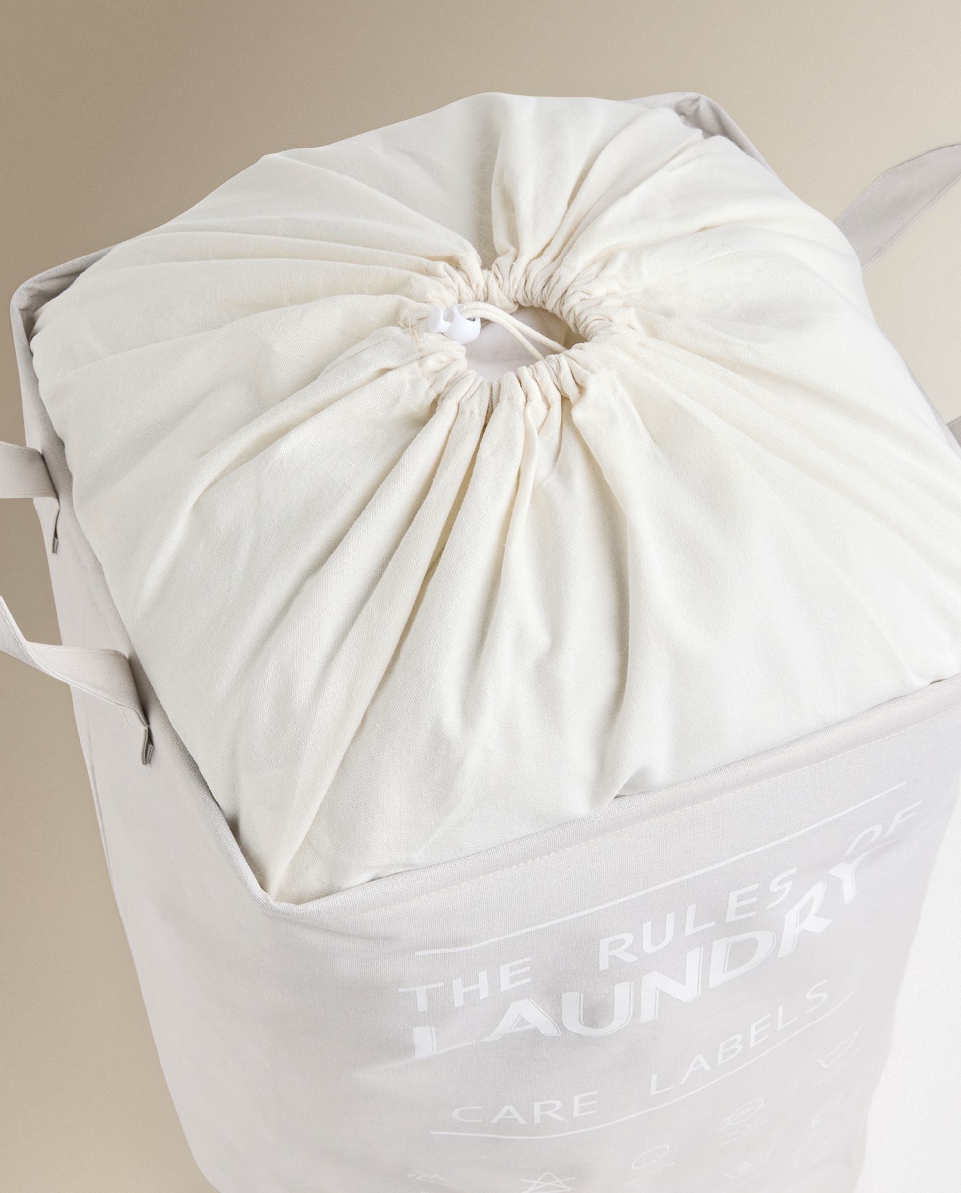 Cesto de Roupa Laundry de Lona Bege-4