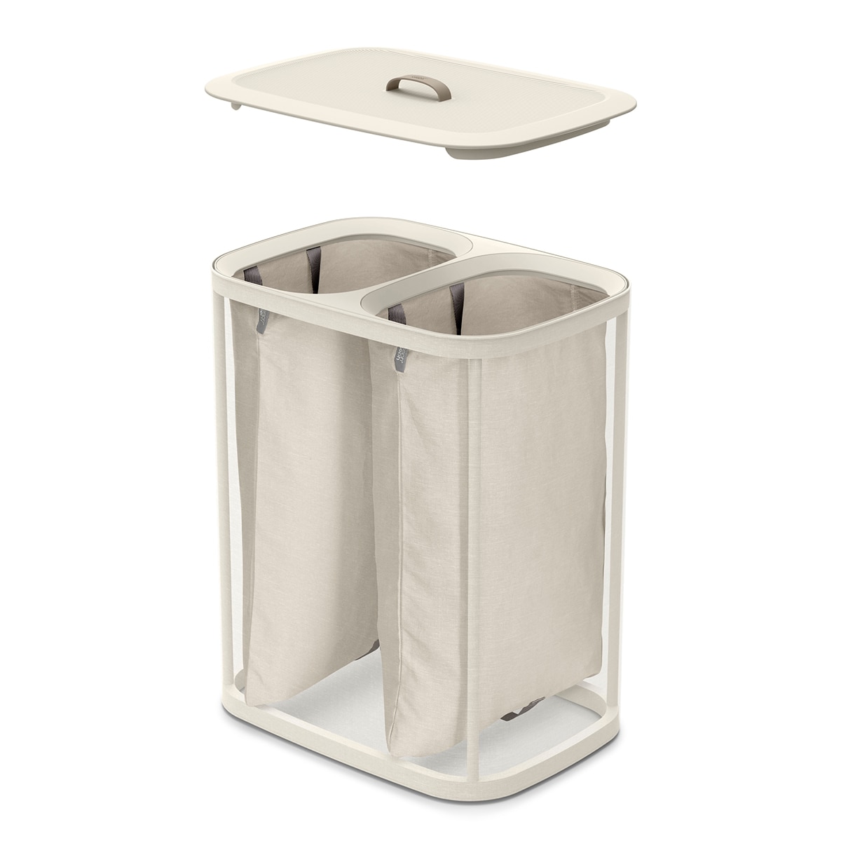 Cesto de Roupa com 2 Separadores Tota Bege-claro-3