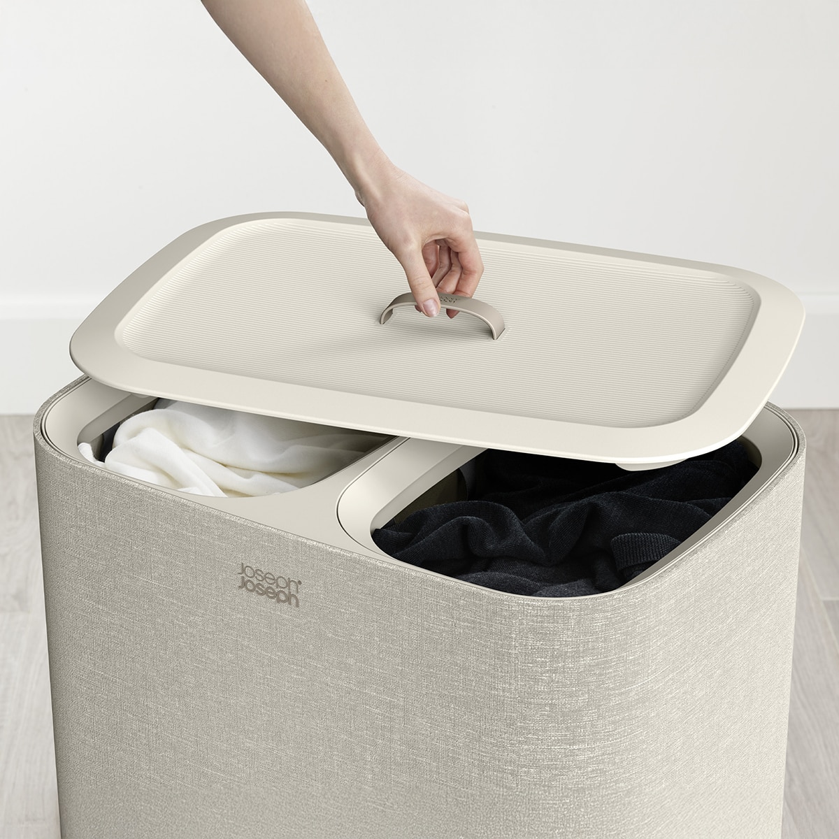 Cesto de Roupa com 2 Separadores Tota Bege-claro-8