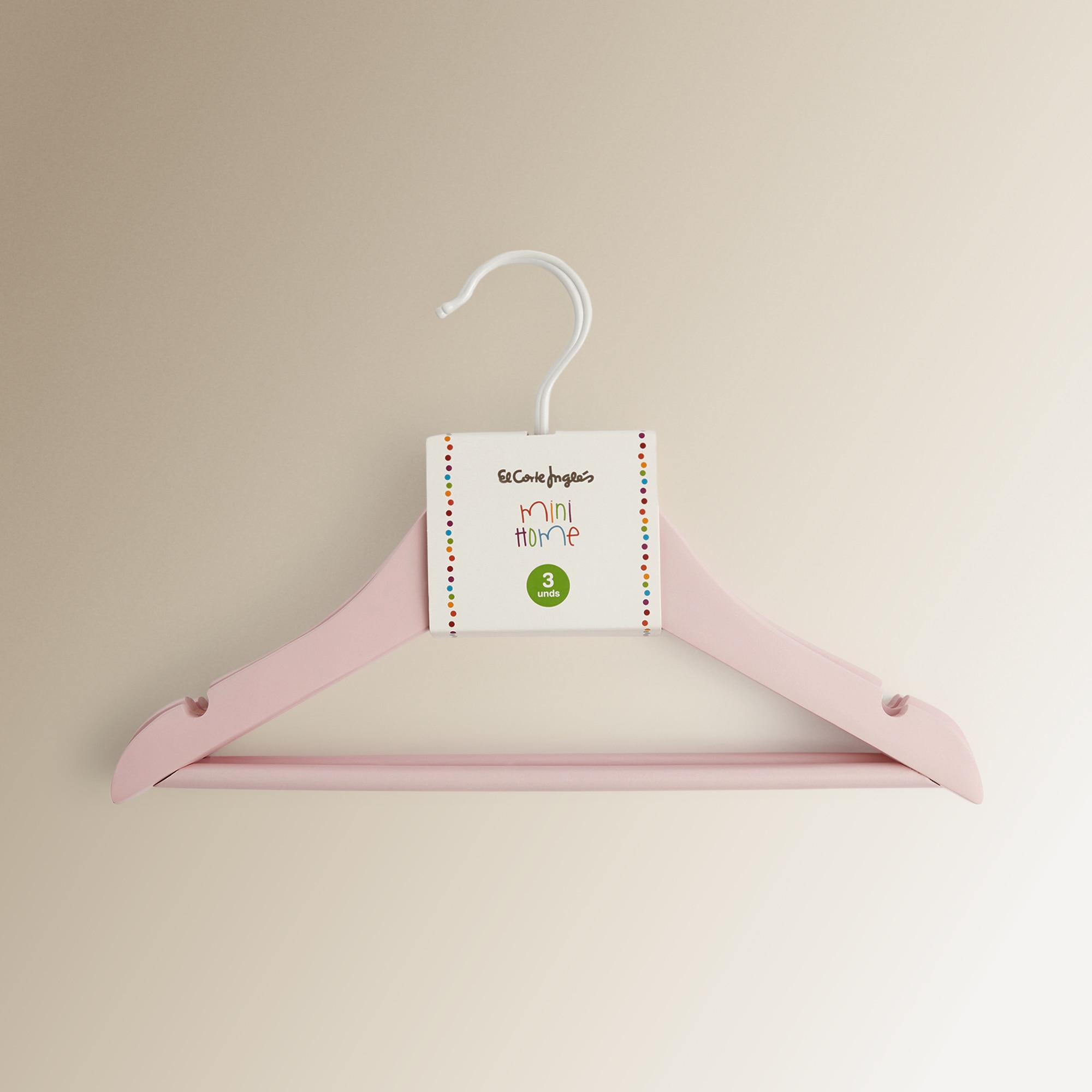 Set 3 perchas de madera Mini Home - El Corte Inglés - Rosa Rosa-4