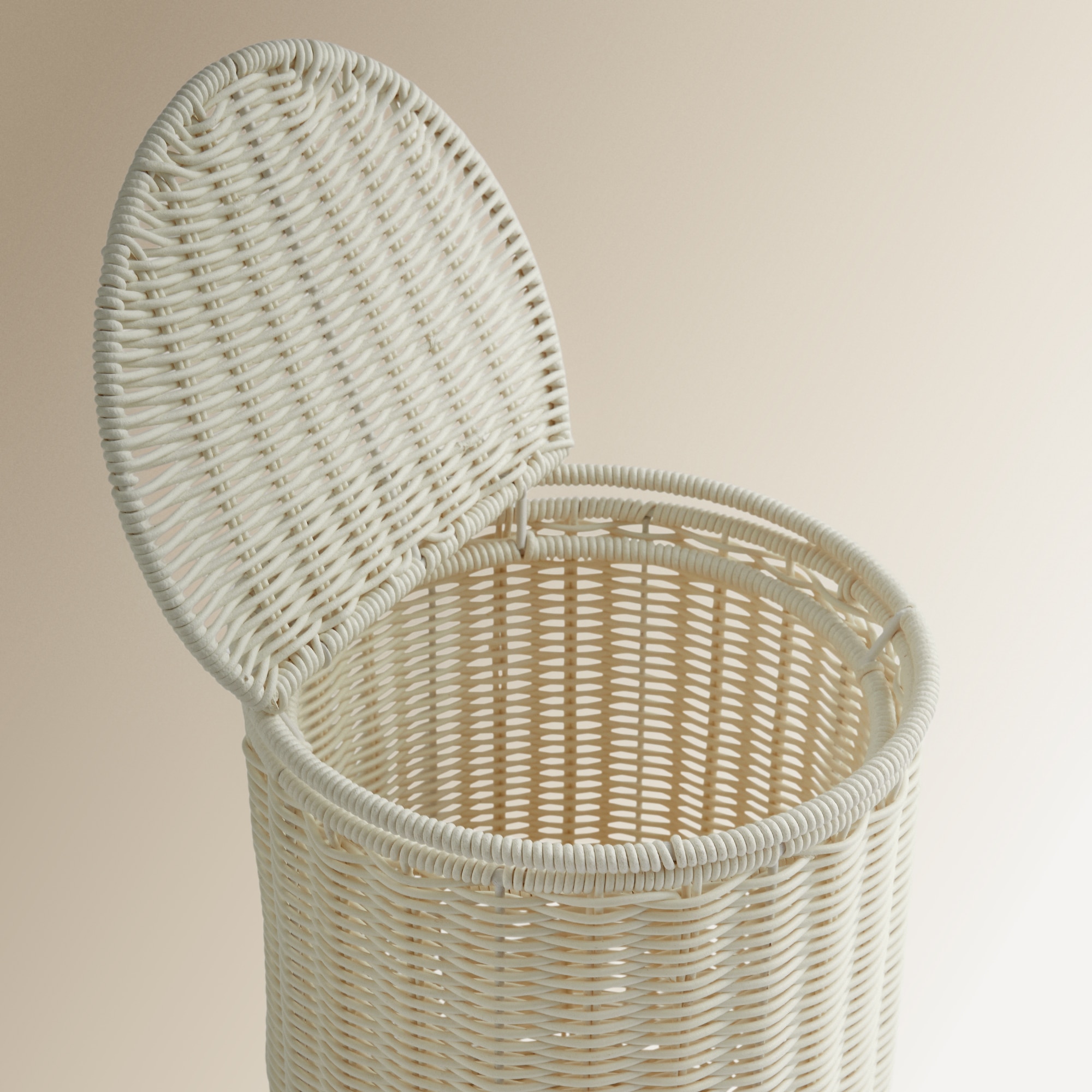 Balde do Lixo Redondo de Polirratan Branco-2