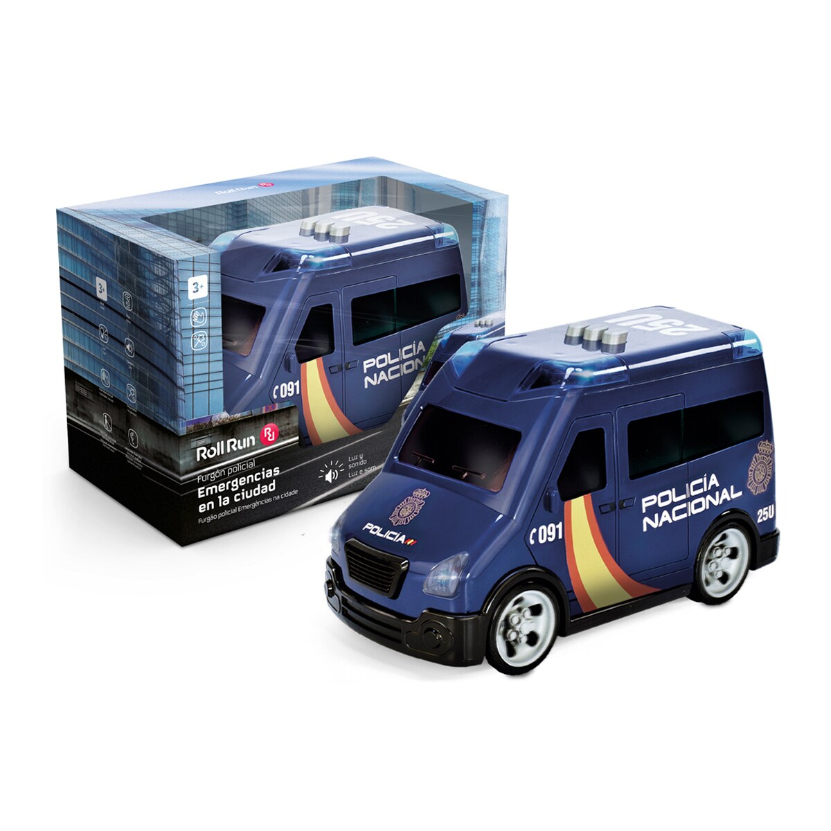 Furgón policial con luz y sonido Emergencias en la ciudad RollRun