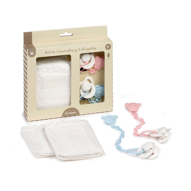 Imagen 0 de Set de chupetes y pañales muñeco bebé El Corte Inglés