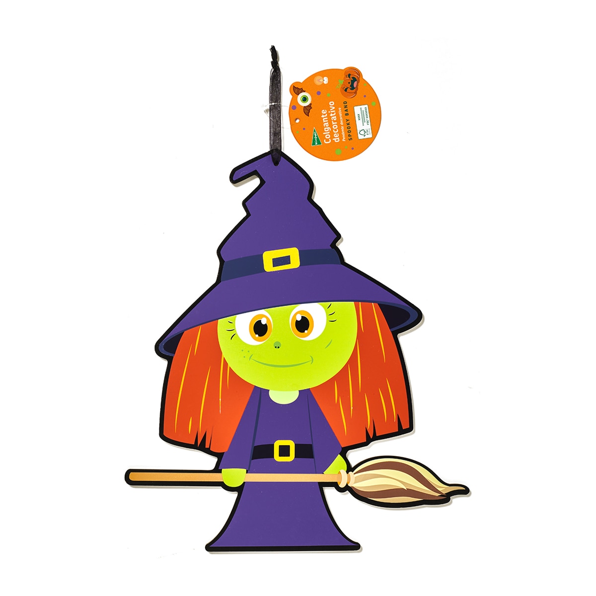 Imagem 0 de Enfeite de Pendurar de Madeira Sustentável Bruxa Feliz Halloween El Corte Inglés