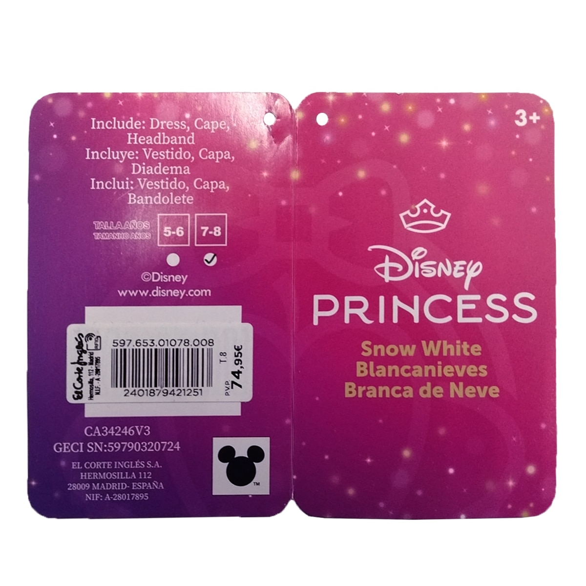 Disfarce Branca de Neve Disney Princess 2