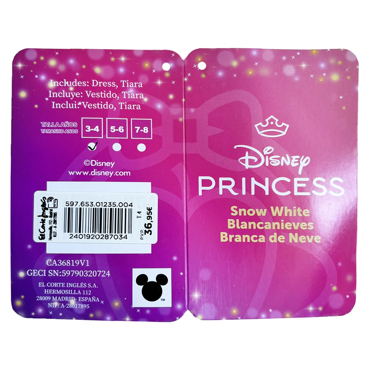 Disfraz Infantil Blancanieves Disney Princess 4