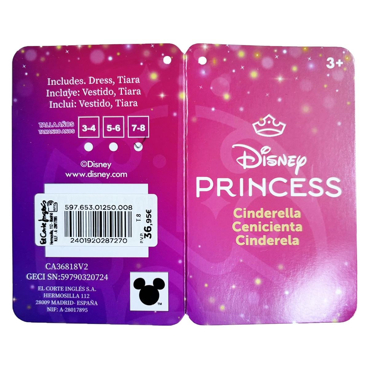 Disfraz Infantil Cenicienta Disney Princess 4