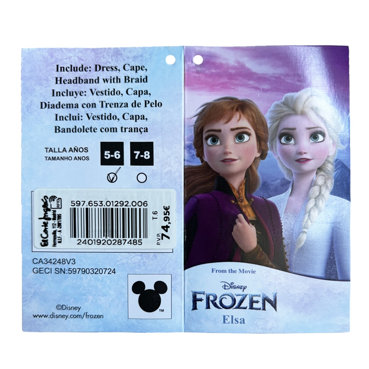 Disfraz Infantil lujo Elsa Frozen Disney Princess 5