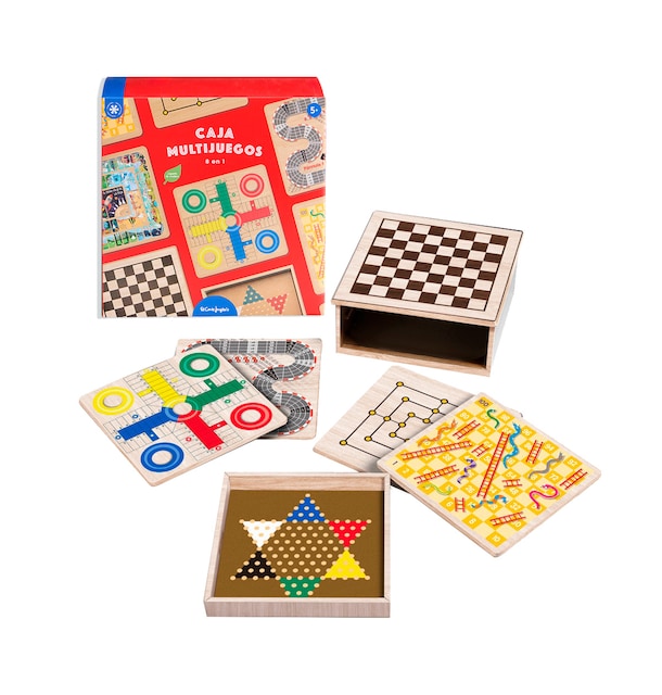 Imagen 0 de Juego de mesa Caja multijuegos 8 en 1 de madera sostenible El Corte Inglés
