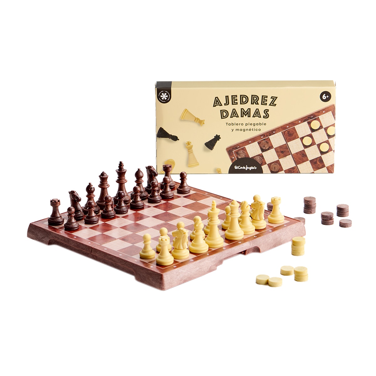 Imagen 0 de Juego de viaje Ajedrez y Damas magnético plegable El Corte Inglés