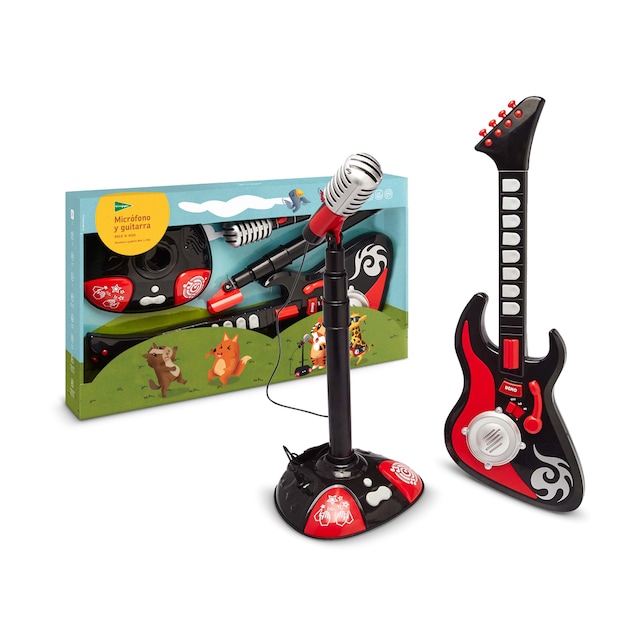 Micrófono y guitarra teclado con efectos sonoros y demos de canciones Rock 'n' Kids El Corte Inglés