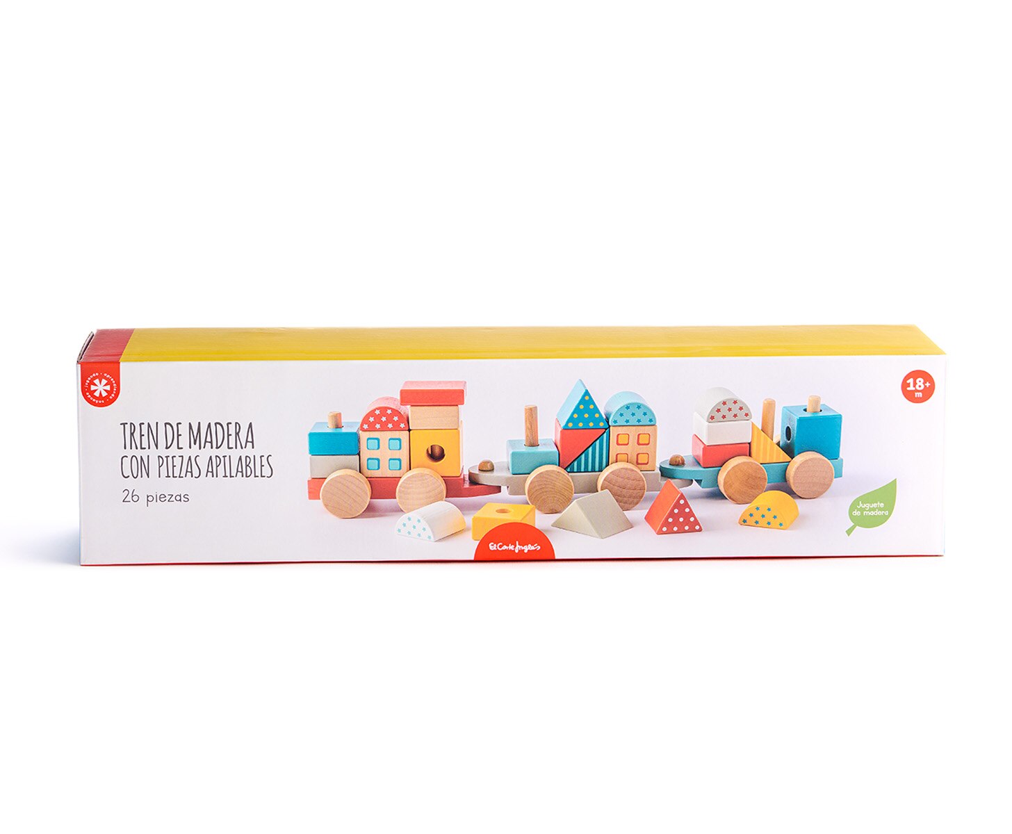 Tren con piezas apilables de madera sotenible El Corte Inglés 3