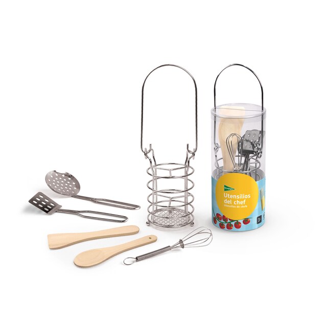 Imagen 0 de Set de cocinitas de metal y madera Utensilios del chef El Corte Inglés