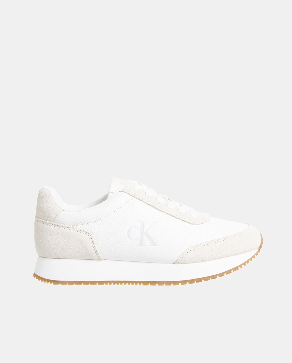 Sapatilhas Estilo Runner em Pele Branco-1