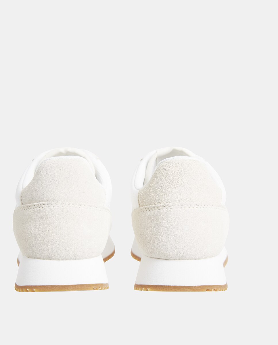 Sapatilhas Estilo Runner em Pele Branco-4