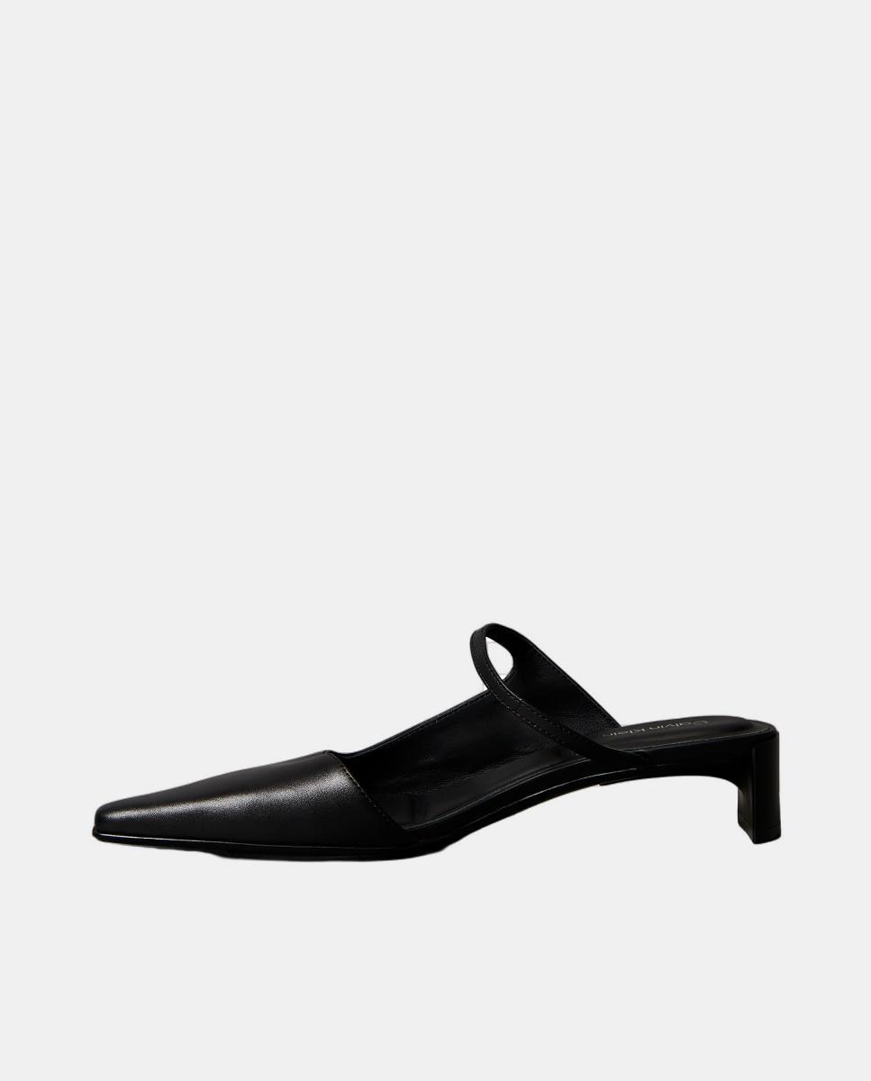 Sapatos de Salto Tipo Mules em Pele Preto-5