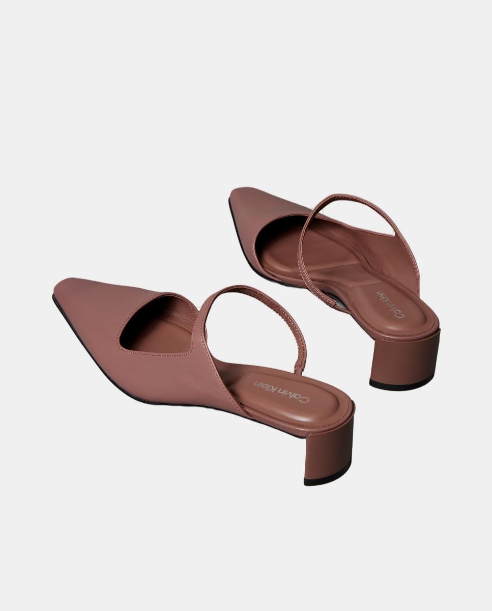 Sapatos de Salto Tipo Mules em Pele Rosa Nude-3