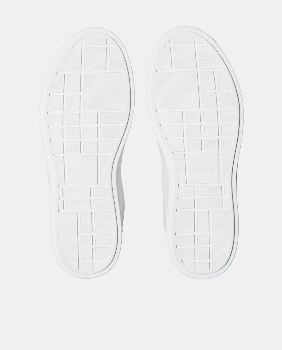 Sapatilhas Baixas Casual em Pele - Metalizado Branco-6