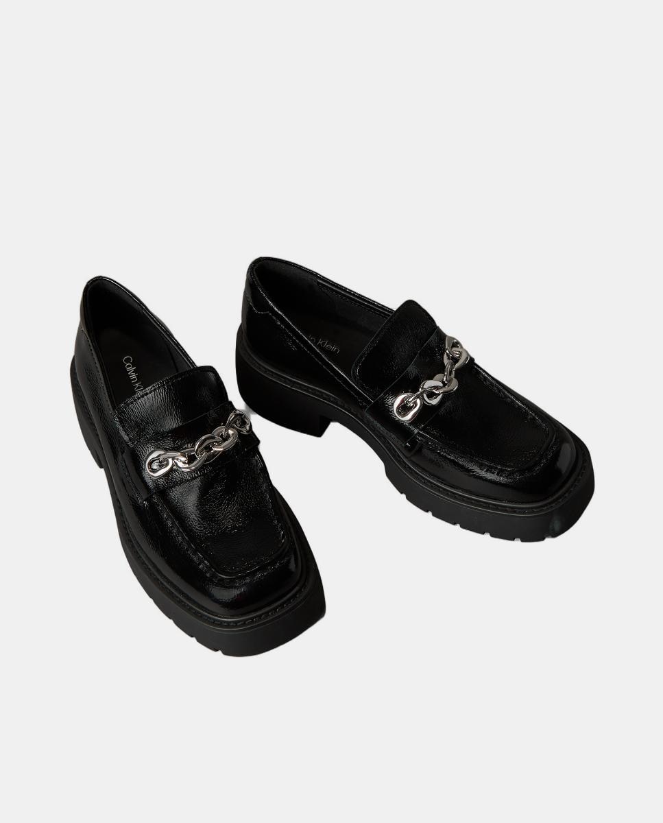 Mocassins em Pele com Plataforma Preto-2