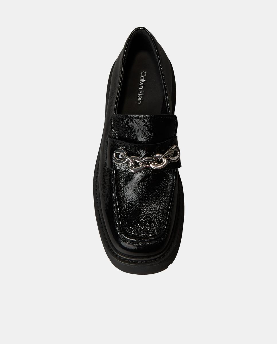 Mocassins em Pele com Plataforma Preto-4