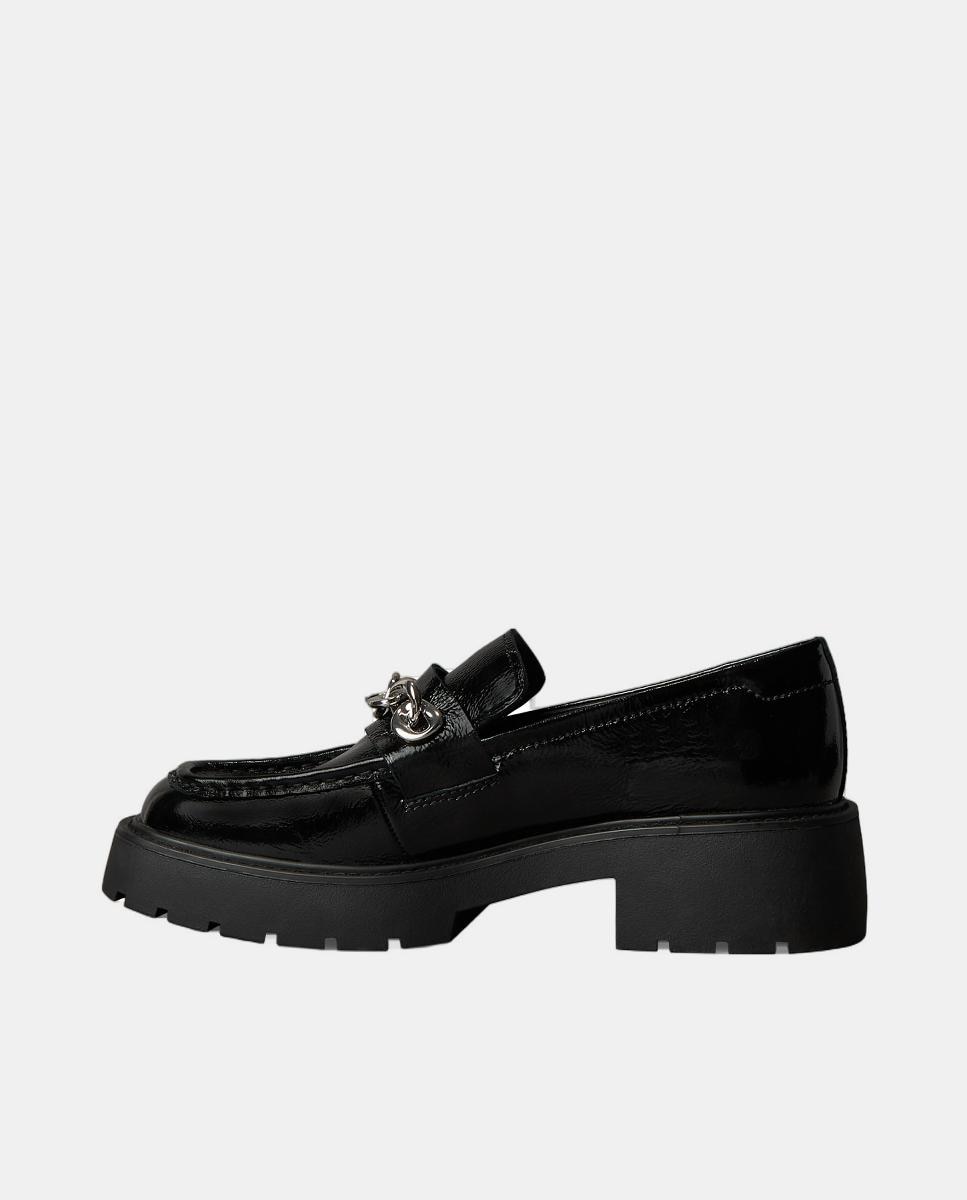 Mocassins em Pele com Plataforma Preto-5